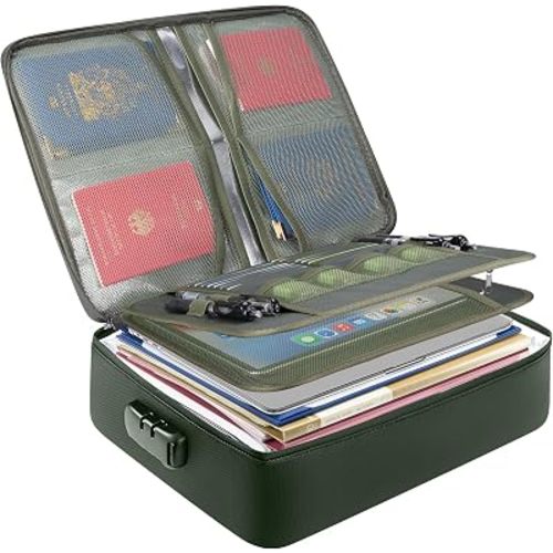 BALEINE Fireproof Document Box with Lock, Waterproof Fire Safe File Bag