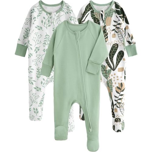 Yoofoss Baby Pajamas 100% Organic Cotton Baby Sleepers, 3-6 Months
