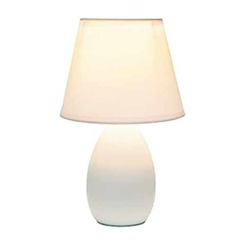 Simple Designs LT2009-OFF Mini Egg Oval Ceramic Table Desk Lamp, Off White , 5.51 x 5.51 x 9.45 - Lamps For Bedrooms - Amazon.com