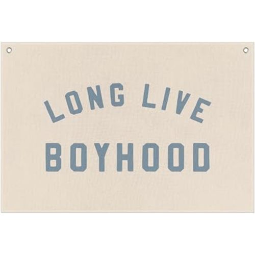 Long Live Boyhood Linen Canvas Banner Kids Room Decor Playroom Nursery
