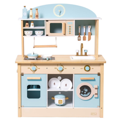 ROBUD Solid Wood Play Kitchen & Accessories Set, Preschool Kitchen Set, Kids Kitchen Playset & Reviews | Wayfair
