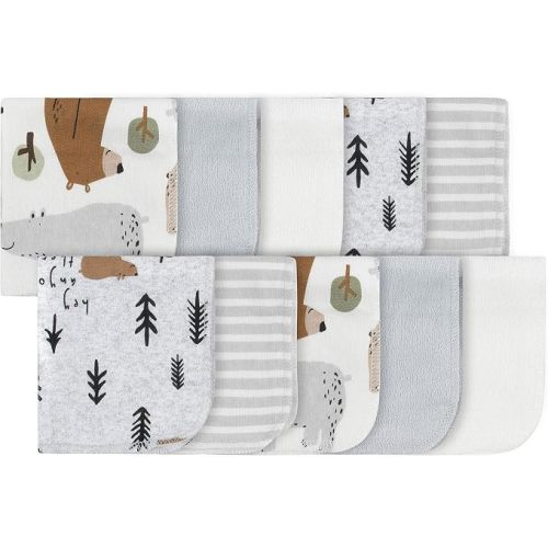 Gerber Baby 10-Pack Terry Washcloths, Bear Green, One Size