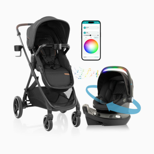 Evenflo Shyft Intuiti+ Travel System featuring Revolve180 LiteMax NXT with SensorySoothe - Jasper Black
