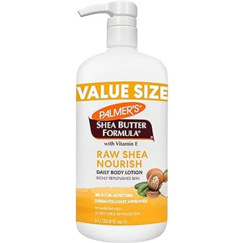 Palmer's Shea Formula Raw Shea Body Lotion for Dry Skin, Hand & Body Moisturizer, Value Size Pump Bottle, 33.8 Ounces (Pack of 1)