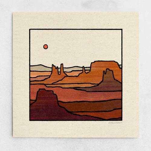 Monumental Print: Monument Valley, Minimalist Southwest Landscape (11x11, 22x22)