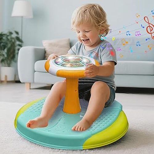 Dinosaur Sit and Spin Toys for Toddlers 1-3, 360° Toddler Spinning Seat with LED Lights and Music Christmas Birthday Gift for 1 2 3 Years Old Boys Sensory Toys Toddler Activities