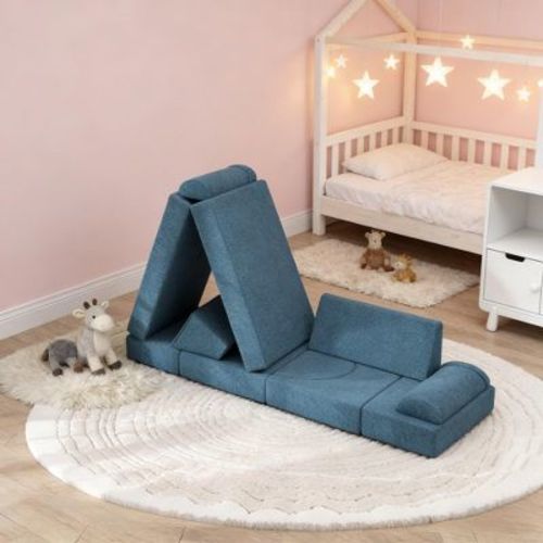 TopComfy Baby Activity Gyms 12-Piece Soft Foam Climbing Blocks Set for Toddlers Creative Indoor Play, Blue, 59.1"*26"*17.3"