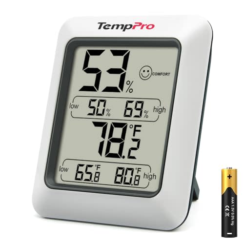 TempPro TP50 Digital Hygrometer Indoor Thermometer Room Thermometer | Humidity Meter Humidity Gauge with Temperature Humidity Monitor for House Office Celler Kitchen Greenhouse RV