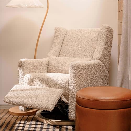 Kiwi Glider Recliner w/Electronic Control and USB | in Almond Teddy Loop w/Light Wood Base, Greenguard Gold Certified