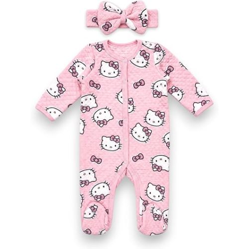 Hello Kitty Officially Licensed Baby Girls Onesie Romper, One Piece Baby Girl Clothes with Snap Button