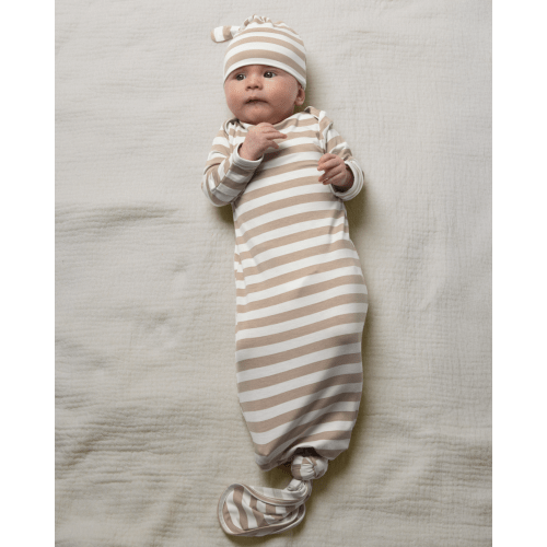 Bamboo Knotted Baby Gown | Fawn Stripe | Kindred Bravely