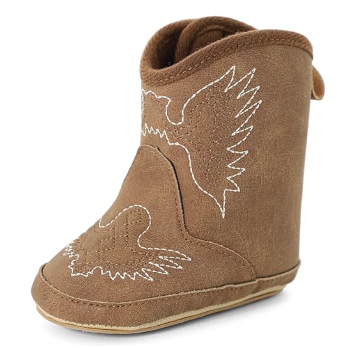 MK MATT KEELY Leather Western Boots Cowboy Bootie Soft Sole Non-Slip Crib Shoes for Baby Infant Toddler Girls Boys Newborn