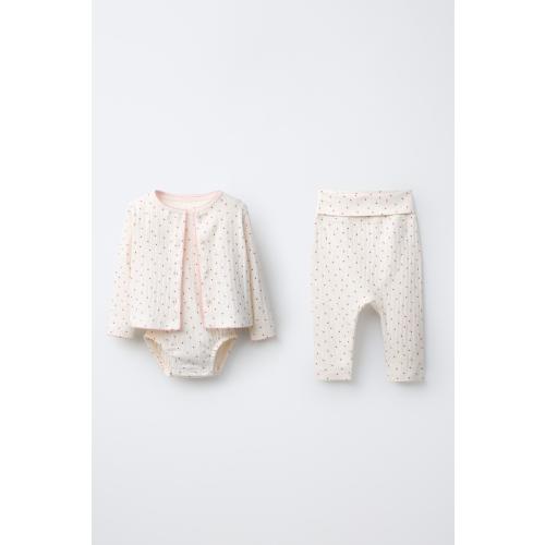 HEART PRINT JACKET, BODYSUIT, AND LEGGINGS SET - Pastel pink | ZARA United States