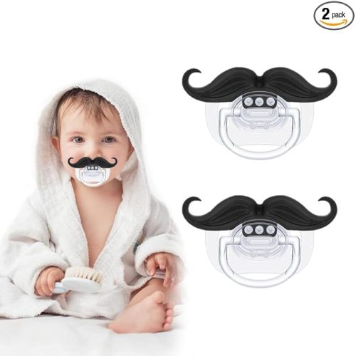Funny Baby Pacifiers,Mustache Pacifiers 0-18 Months for Babies,Mustache Binky,Gift for Newborns,Infants,Toddlers,Baby Boys,BPA Free(Mustache Pacifiers)