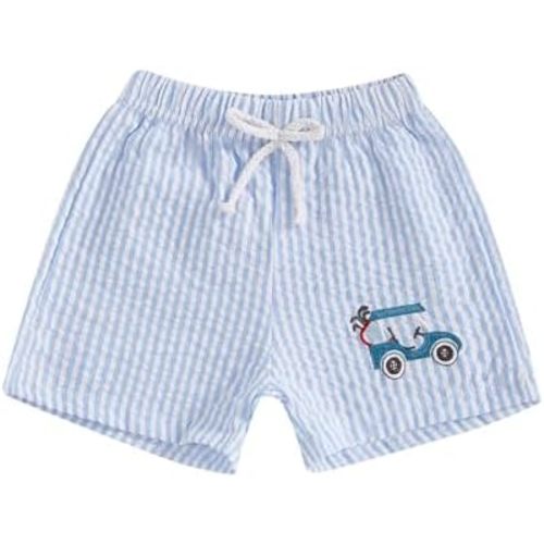 Toddler Kids Baby Boy Girl Gingham Seersucker Shorts Elastic Waist Striped Shorts Summer Casual Short Pants Bottoms