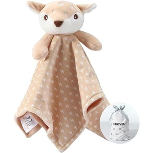 CREVENT Cozy Plush Baby Security Blanket, Loveys for Baby Girls and Boys, Birthday (Brown Deer)
