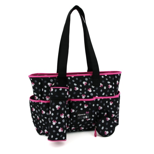 Disney Minnie Mouse Diaper Bag Backpack Set - Includes Changing Pad, Insulated Bottle and Pacifier Holder