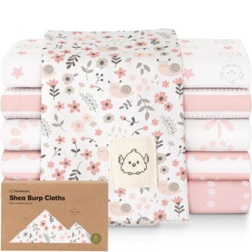 KeaBabies 6pk Shea Baby Burp Cloths for Baby Boys and Girls, 100% Organic Cotton Burping Cloths for Babies, Newborn