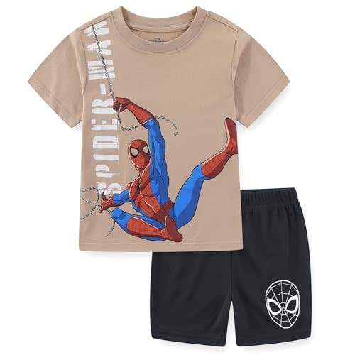 Marvel Spider-Man Boys Short Sleeve T-Shirt and Mesh Short Set for Toddler and Big Kids