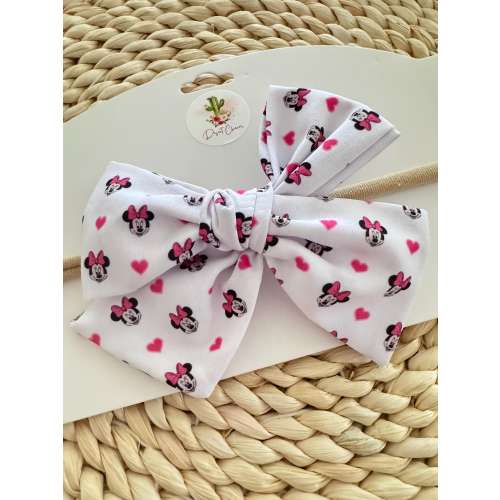 White mouse inspired hair bow, mouse inspired baby bow, disney hair bow, baby hair bow, disney baby nylon bow, disney baby girl gift