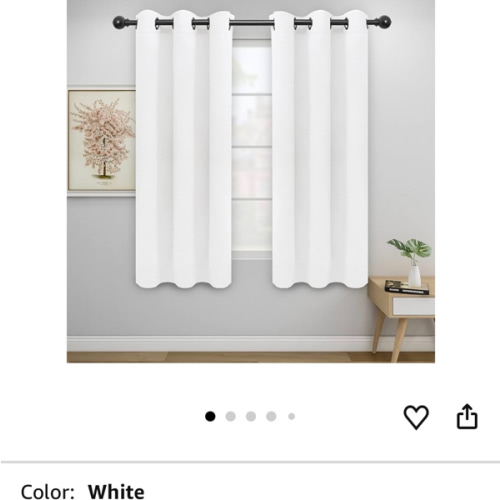 Easy-Going Blackout Curtains for Bedroom, Solid Thermal Insulated Grommet and Noise Reduction Window Drapes, Room Darkening Curtains for Living Room, 2 Panels(42x63 in, White)