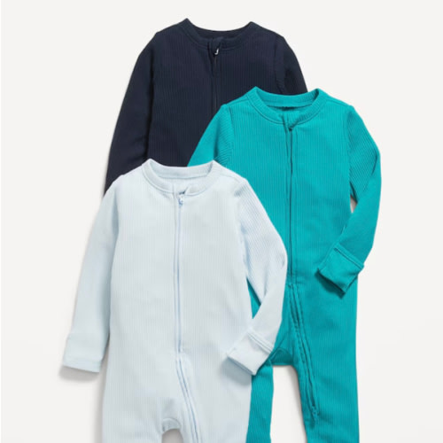 Unisex 2-Way-Zip Sleep & Play Footed One-Piece 3-Pack for Baby