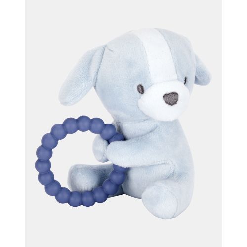 Baby Puppy Plush With Teether - Blue