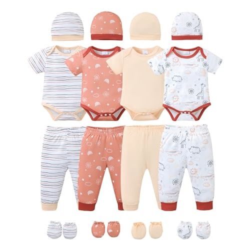 NZRVAWS Newborn Baby Boy Girl Clothes Unisex Preemie Infant Must Have Pants Set Outfits 0-18 Months 20 Pcs Essentials Gift