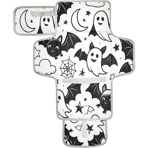 Halloween Ghosts and Bats Portable Changing Pad, Baby Changing Pad, Waterproof Diaper Changing Travel Bag for Boys and Girls