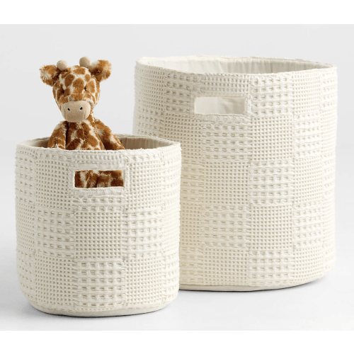 Nella Cream Organic Cotton Floor Storage Bin with Handles