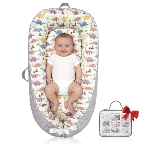 Baby Lounger | Organic Cotton Infant Lounger | Reversible, Adjustable & Portable Floor Lounger | Soft, Breathable, Washable Cover