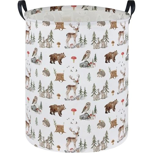 Kids Laundry Basket Animal Hamper for Nursery Woodland Hamper Cute Kids Storage Bin Organizer Room Decor for Home(Woodland animal)
