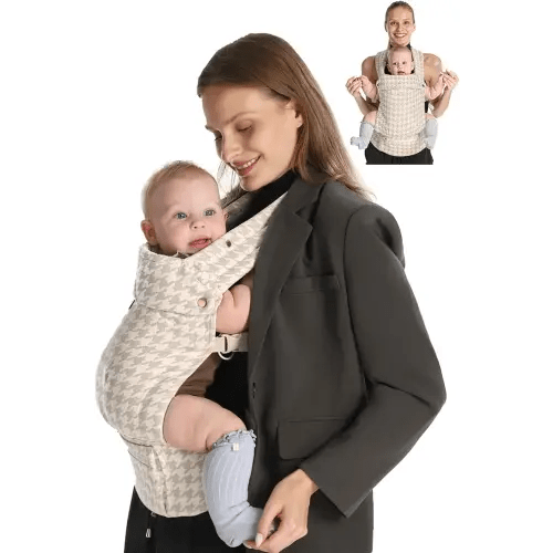 GROWNSY Baby Carrier, Infant 7-44 lbs, with Head Support, Beige Houndstooth