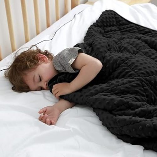 MAXTID Kids Weighted Blanket 3 Pound Reversible Heavy Blankets Black 36"x48" Hush Warmed Blanket Gifts