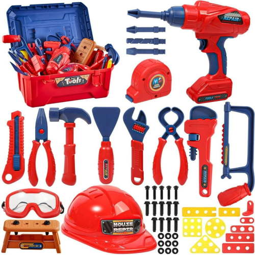 Staron Kids Tool Set 48 Pcs Clearance (Muliticolor), Kids Tool Set 48 Pcs Kids Tool Set Pretend Play Kids Toys With Tool Box And Electronic Toy Drill Toy Tools For Toddler Boys Girl Kid Child Ages 3+