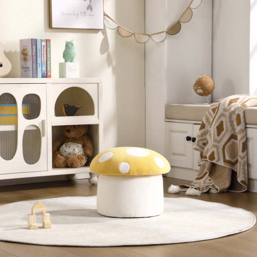 Kids Storage Stool, Mushroom Yellow