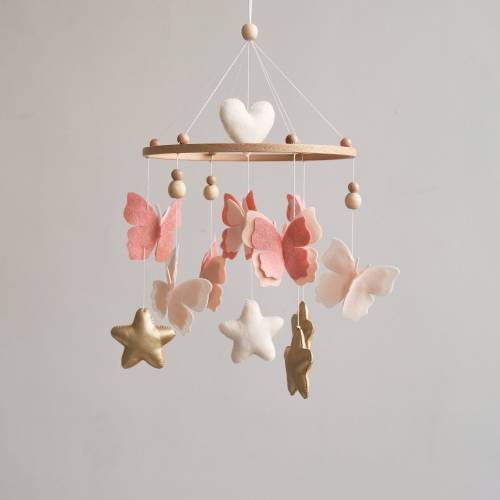 Butterfly Baby Girl Mobile: Pink & Gold Nursery Decor