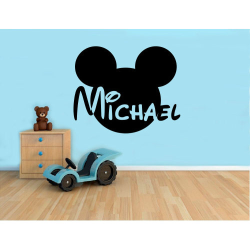 Custom Name Mickey Mouse Wall Decal Disney Cartoon Vinyl Sticker Personalized Decals Home Decor Housewares Removable Decor Wall Art 1(mkm)