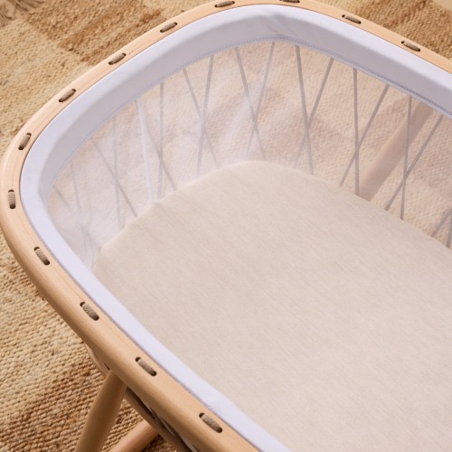 Leo Washed Cotton - Oatmeal Marle Bassinet Fitted Sheet | Sheet Society