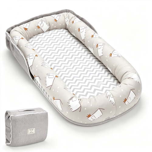 Loevin Baby Lounger for Newborn, Portable Breathable Infant Lounger for 0-12 Months Toddler (Elephant Grey)