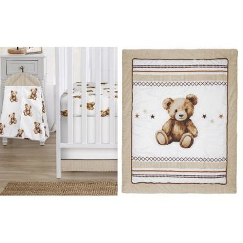 Sweet Jojo Designs Boy, Girl, Unisex/Gender Neutral Baby Crib Bedding Set - Boho Teddy Bear Brown and Taupe 4pc