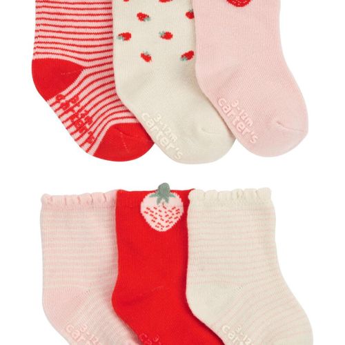 Red/Pink Baby 6-Pack Strawberry Socks | Carter’s Oshkosh Canada