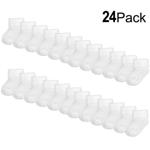 Falari 12/24-Pack White Infant Baby Boy Girl Socks 2-6 Month