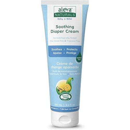 Aleva Naturals Soothing Baby Diaper Cream for Newborn and Toddlers, Fragrance-Free, Organic Shea Butter, Aloe Vera, Calendula Extracts and Sensitive Skin Friendly - 3.4 Fl Oz