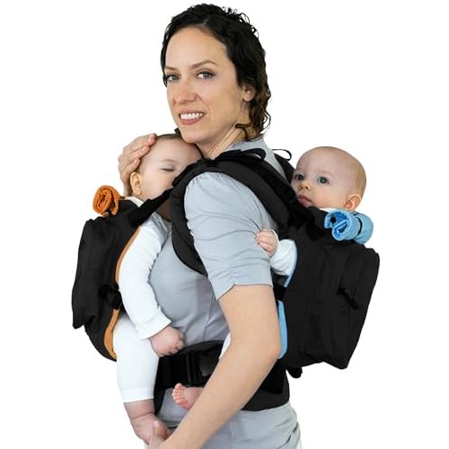 TwinGo Carrier Original – Tandem Twin Baby Carrier – Ergonomic for Infants & Toddlers – Babywearing for Dads & Moms – Adjustable Design with XL Storage Pockets – Classic Black