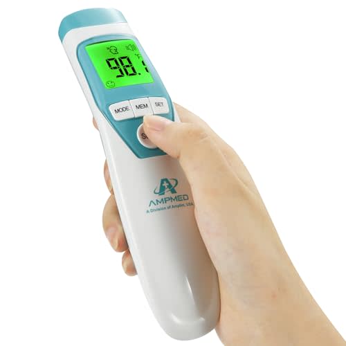 Ampmed Digital Infrared Forehead Thermometer for Adults & Kids Fever | medical grade contactless, noncontact, no touch temporal monitor for babies