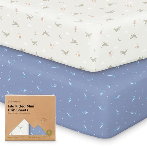Pack and Play Sheets Fitted 2pk Mini Crib Sheet Pack N Play, Marine Muse | 38x26 Soft Viscose from Bamboo, Pack N Play Mattress Sheets, Snug Toddler Playard Bedding, Mini Mattress Cover, Boys, Girls