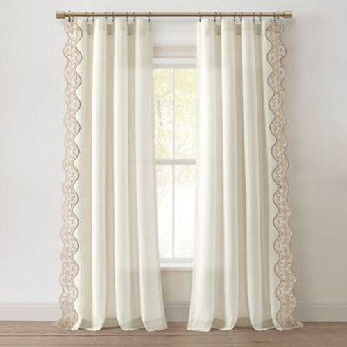 Lush Décor Scalloped Edge Lace Border Window Panel Off White/Neutral Single 52x84