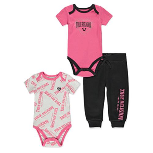 True Religion Baby Girls' Three-Piece Bodysuit Set
