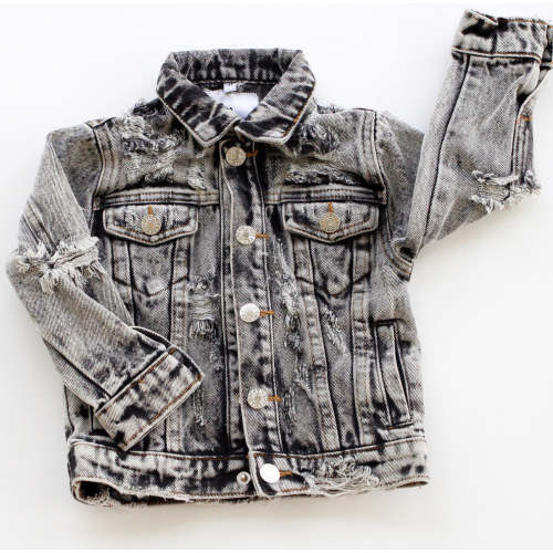 Distressed Denim Jacket - Black